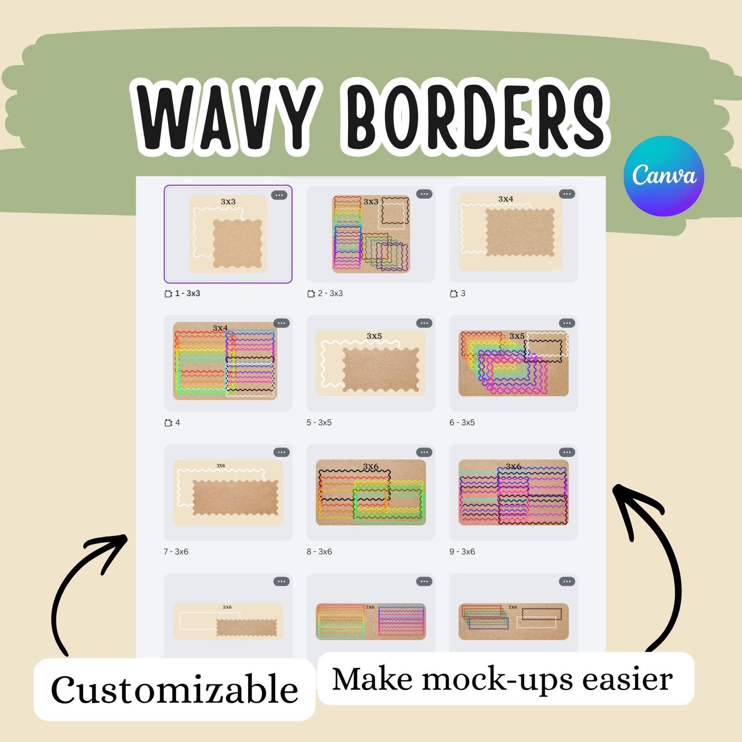 Wavy borders and elements for banner mockup designers (Digital Download)