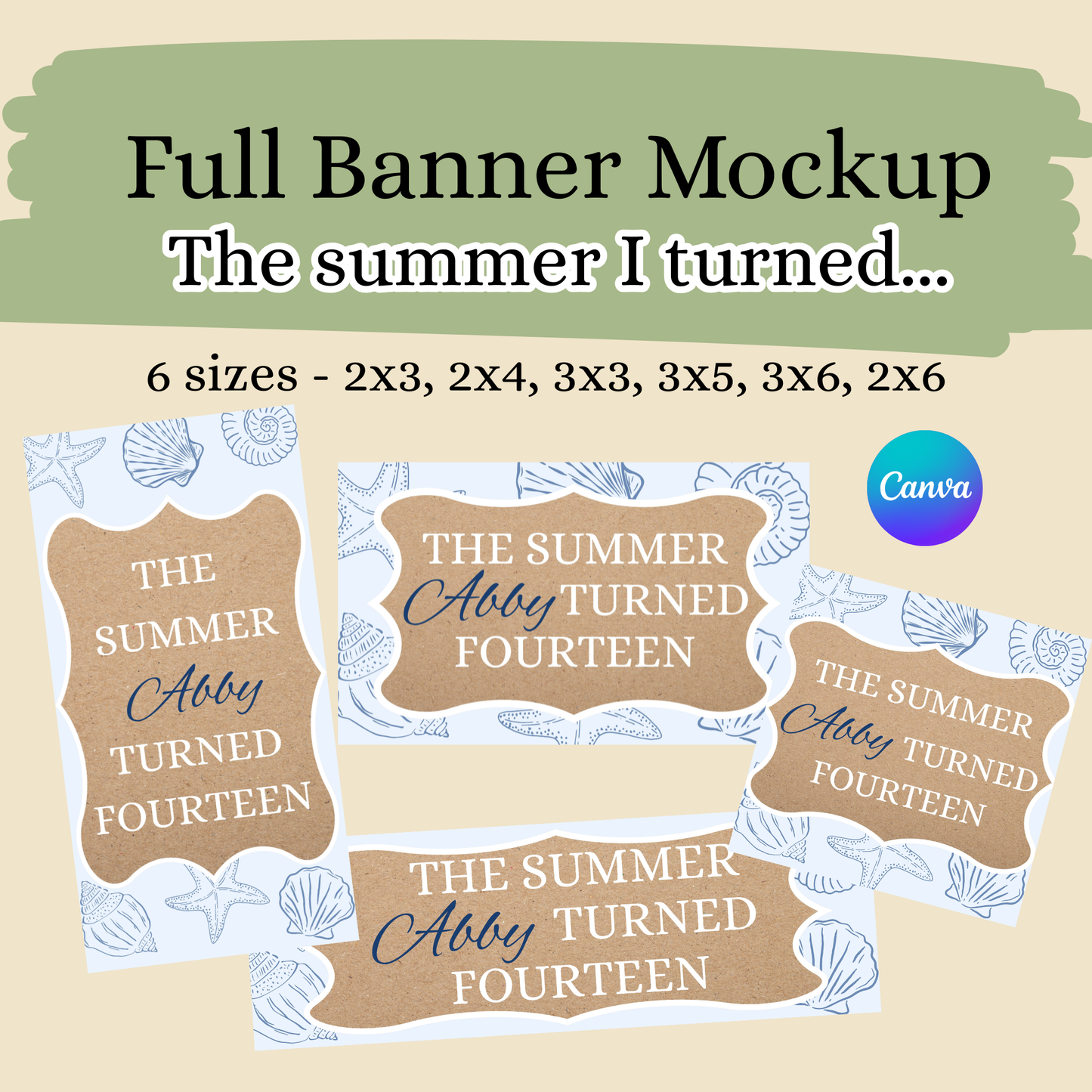 The Summer I turned... Canva banner design editable file only