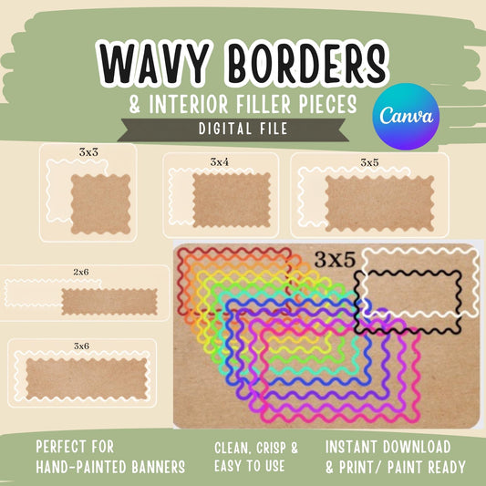 Wavy borders and elements for banner mockup designers (Digital Download)